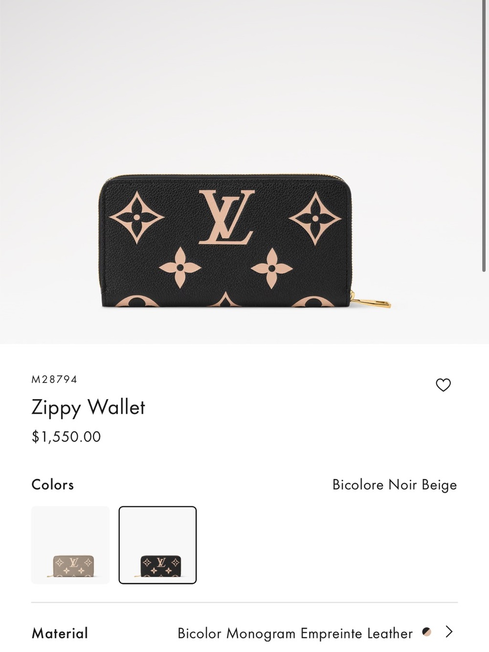 Louis Vuitton Black and Beige Monogram Zippy Wallet